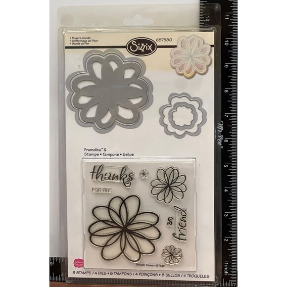 Sizzix 657580 Framelits Stephanie Barnard Double Flower Dies & Stamps Set - Picture 1 of 3